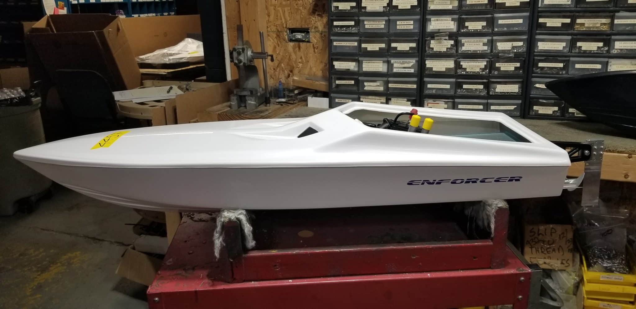 2025-11-14 14.54.56 White Enforcer Super G w/ Blue Hardware - complete RTR - Image 1